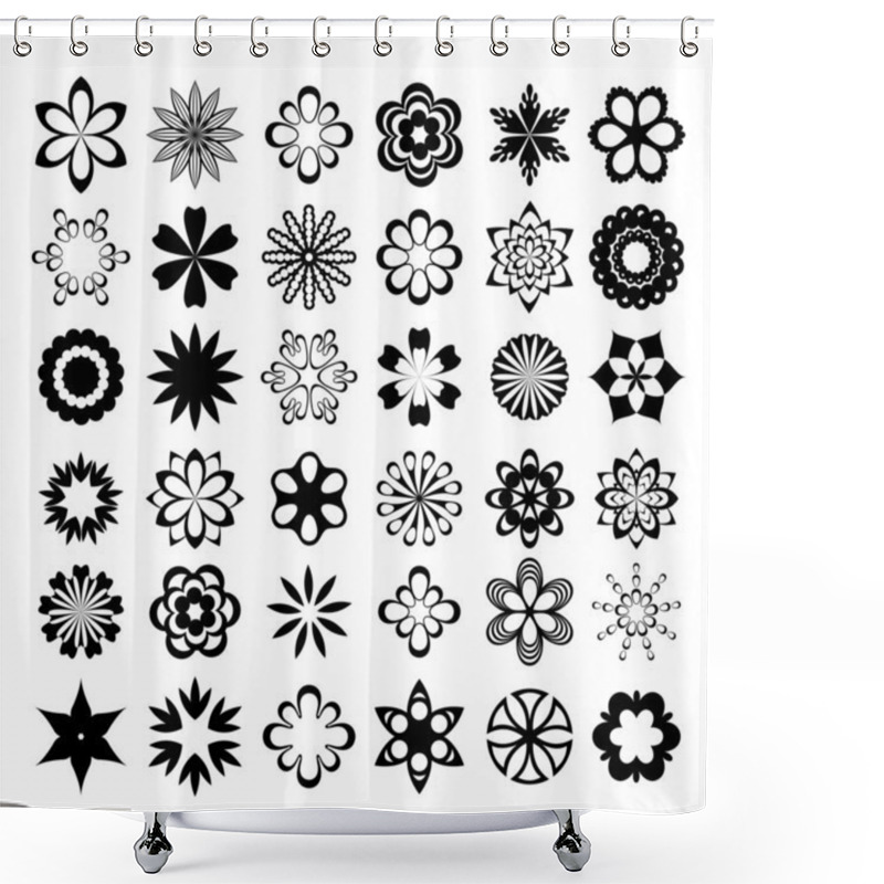 Personality  Set Of Graphical Vector Flowers Shower Curtains