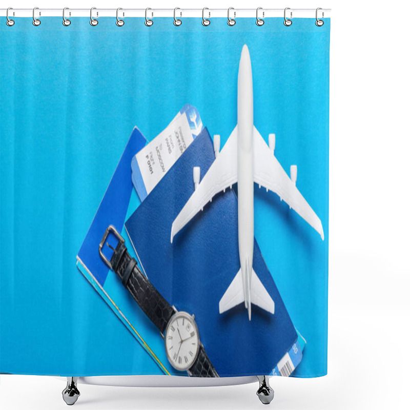 Personality  Miniature Airplane On Colourful Background For Travel Theme Shower Curtains