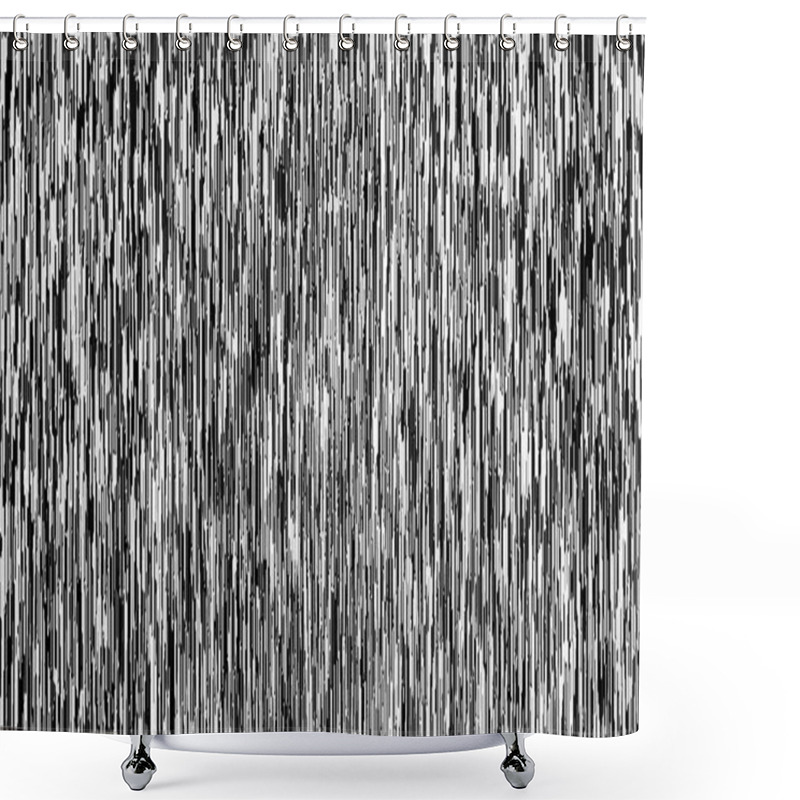 Personality  Monochrome Glitch Background. Abstract Black And White Lines. Pixel Sorting Texture. Shower Curtains