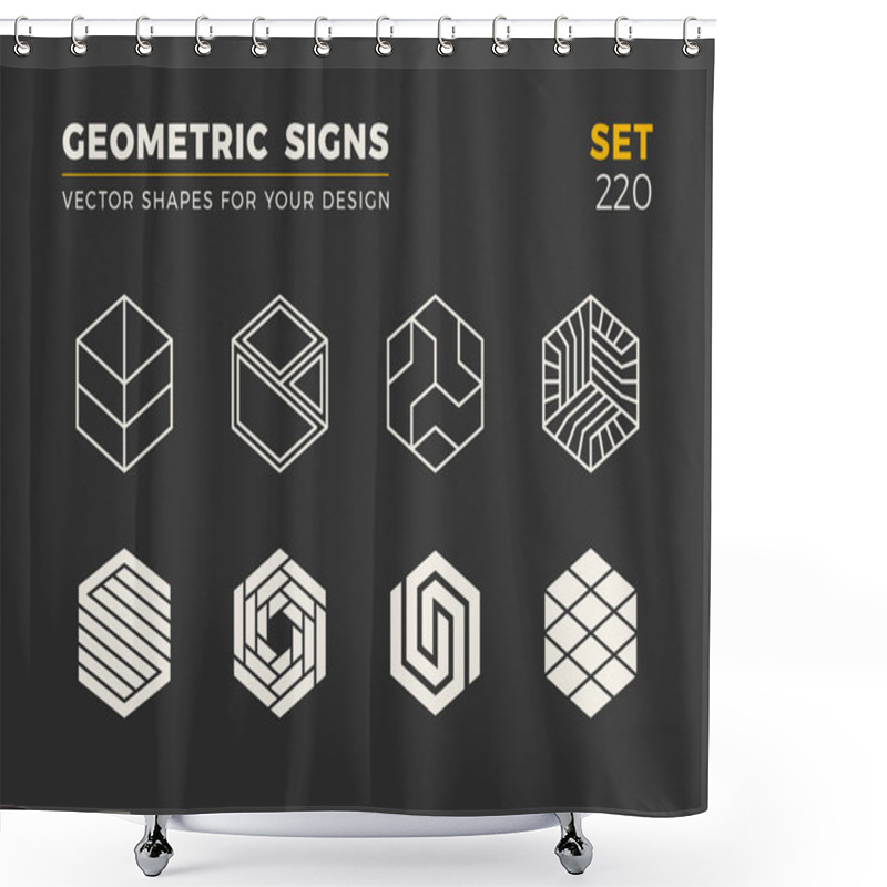 Personality  Set Of Eight Minimalistic Trendy Shapes. Stylish Vector Logo Emblems For Your Design. Simple Universal Geometric Signs Collection. Shower Curtains