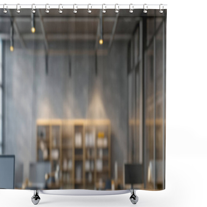 Personality  Modern Office Interior With Minimalistic Design And Warm Lighting. Shower Curtains