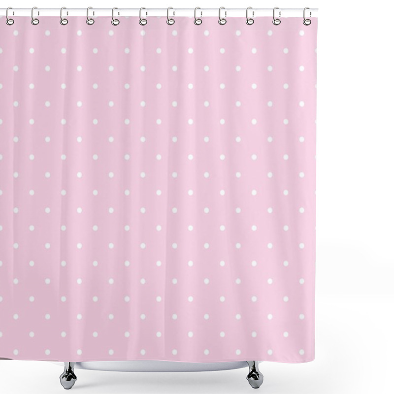 Personality  Seamless Vector Pattern With White Polka Dots On A Sweet Pastel Pink Background. Shower Curtains