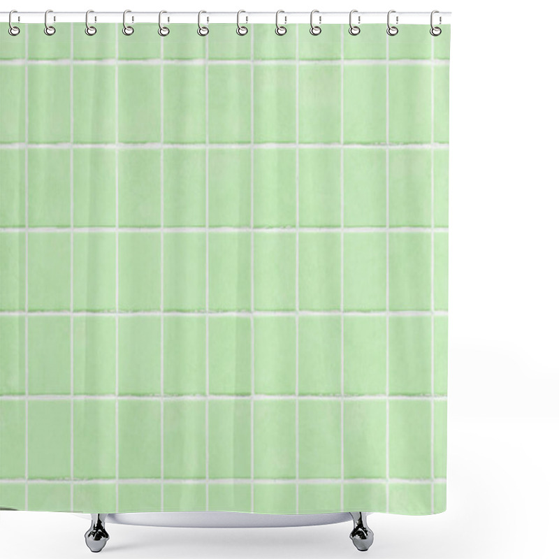 Personality  Green Tile Wall Texture Background Shower Curtains