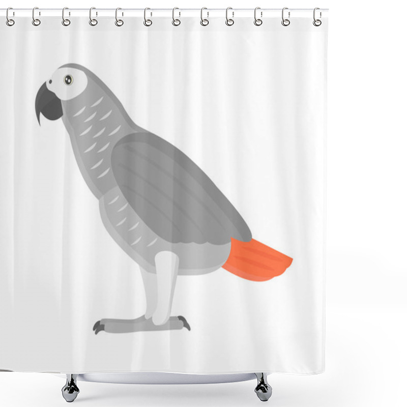 Personality  Cartoon Parrot Vector Isolated Bird Shower Curtains