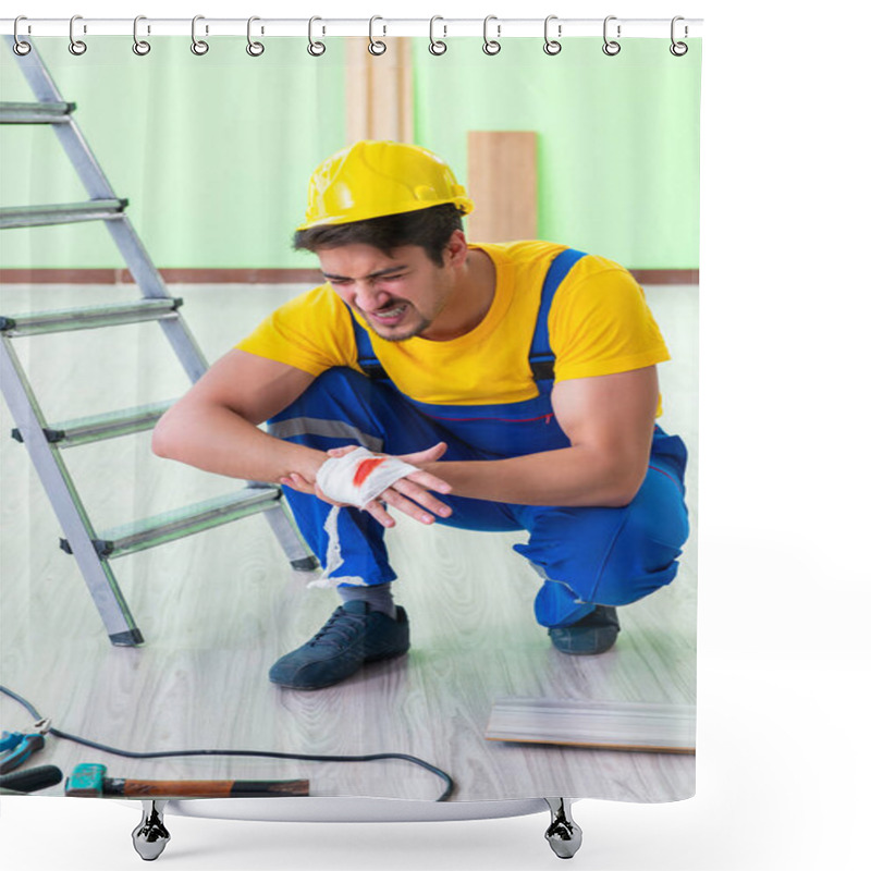 Personality  Injured Worker At The Work Site Shower Curtains