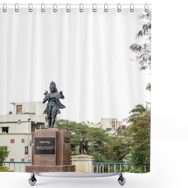 Personality  Hyderabad, Telangana - 27 March 2022: Classical Singer Annamaiah Statue Of Hyderabad At Cyberabad Hyderabad, Telangana, India Shower Curtains