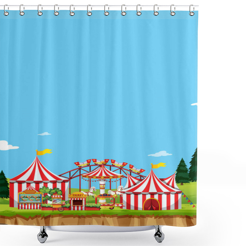 Personality  Circus Scene With Tents And Many Rides Shower Curtains