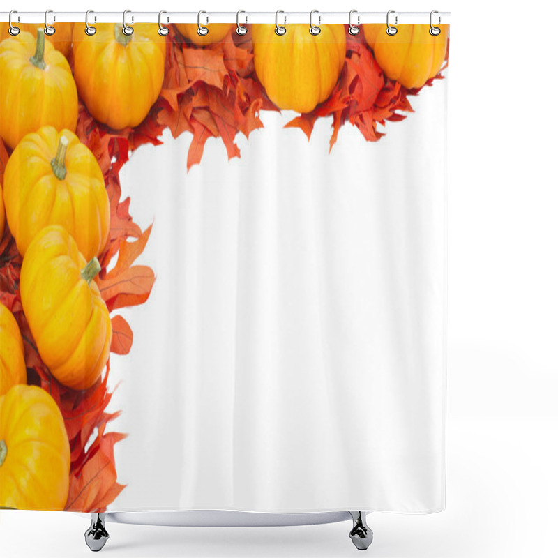 Personality  Small Pumpkins On Oak Leaves Shower Curtains