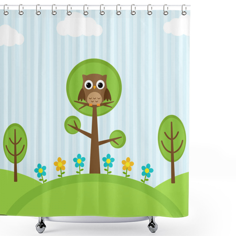 Personality  Owl On Trees Shower Curtains