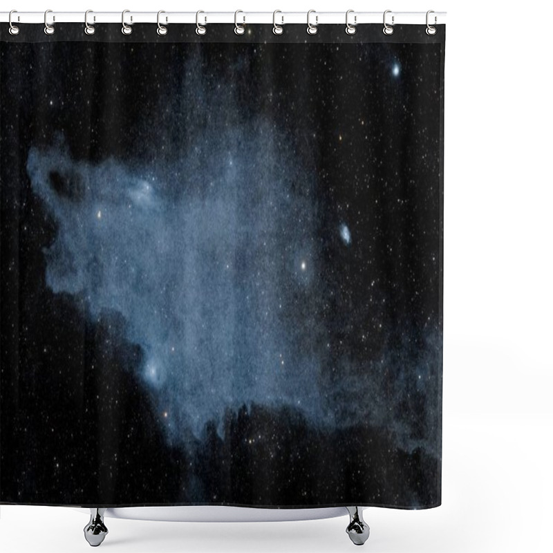 Personality  Nebula Shrouded In Ethereal Blue Hues Against A Backdrop Of Countless Stars. Shower Curtains