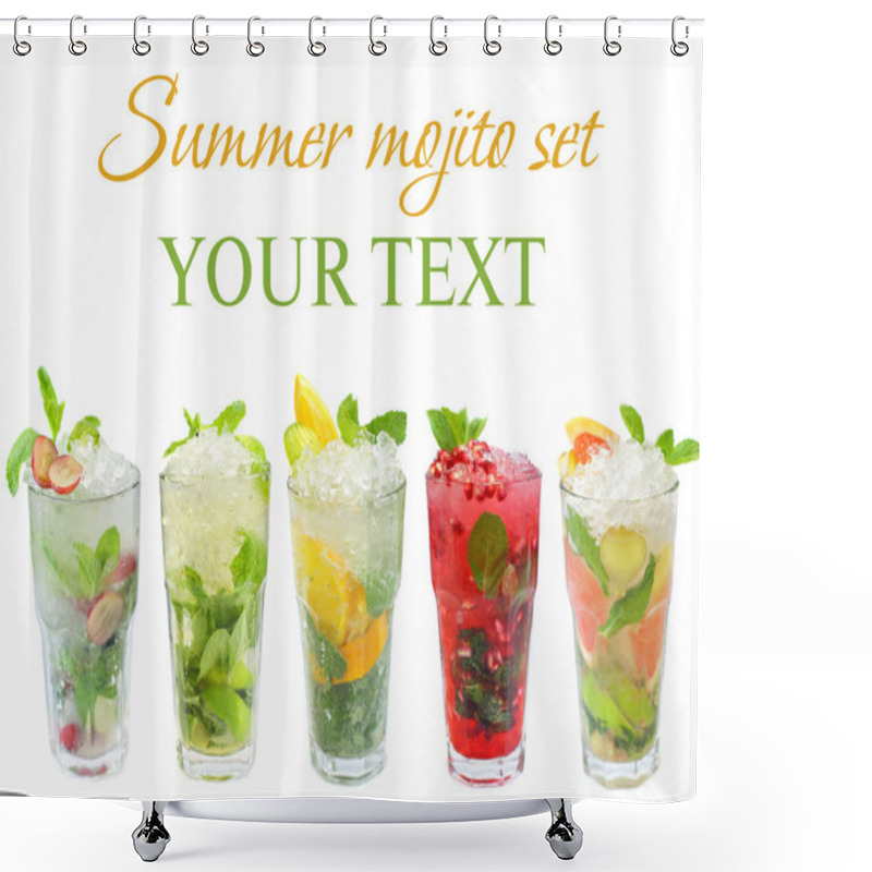 Personality  Mojito Cocktail - Summer Drink Set Isolated On White Shower Curtains