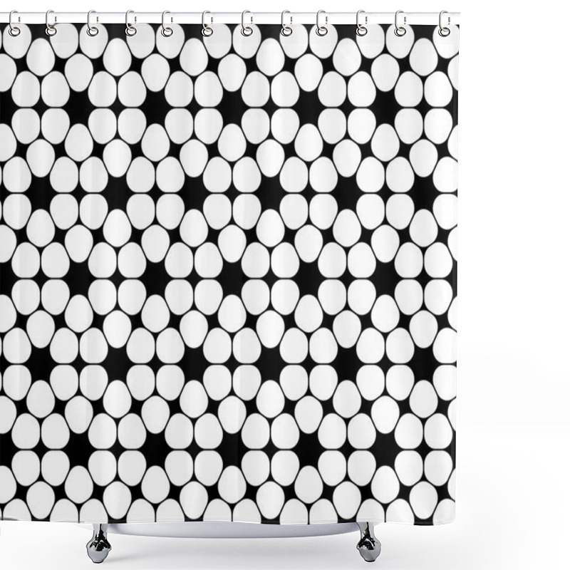 Personality  Vector Modern Seamless Sacred Geometry Pattern Hexagon , Black And White Abstract Geometric Background, Trendy Print, Monochrome Retro Texture, Hipster Fashion Design Shower Curtains