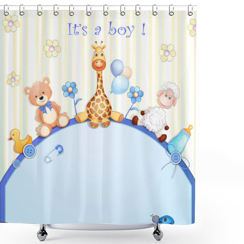 Personality  Baby Shower Card With Toys. Shower Curtains