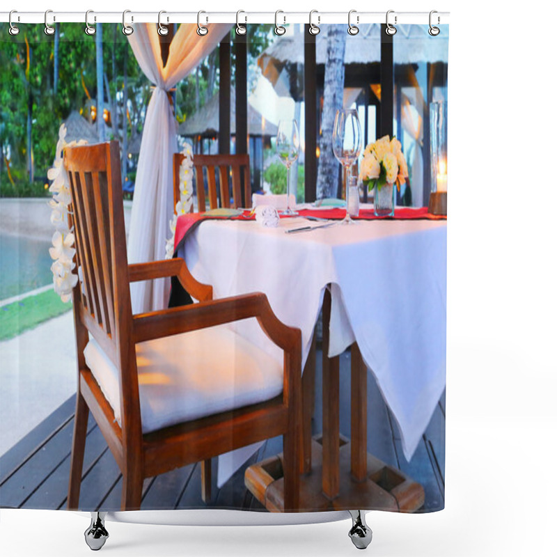 Personality  A Romantic Dinner On A Tropical Island Shower Curtains