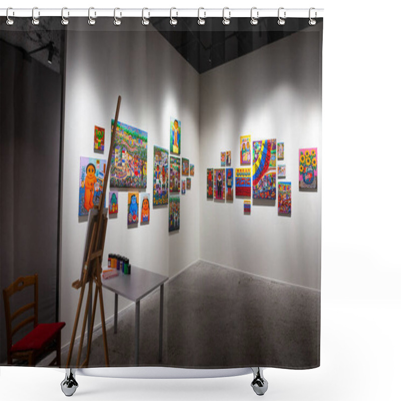 Personality  Venice, Italy - April 20: View Of The Uruguay Pavilion At The 59th International Art Exhibition Of Venice Biennale On April 20, 2022 Shower Curtains