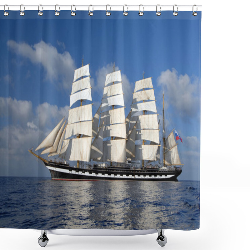 Personality  Sailing Ship On The Background Of A Beautiful Seascape Shower Curtains