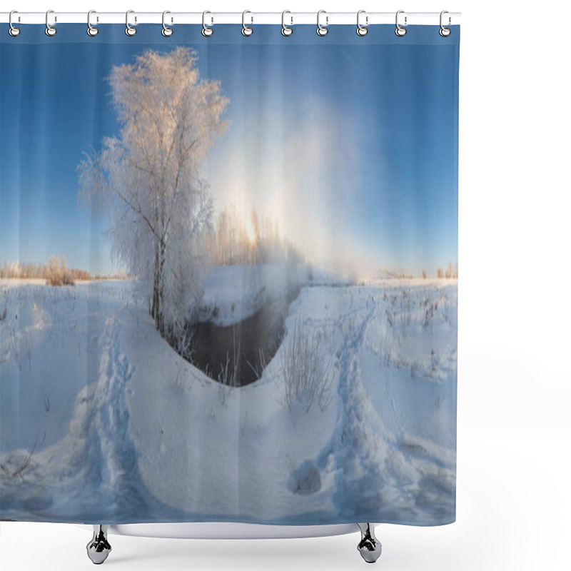 Personality  Winter Morning Fog Spherical Panorama Shower Curtains