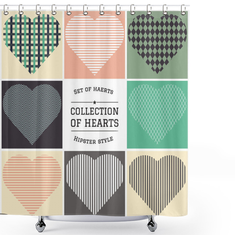 Personality  Set Of Hipster Hearts Art Shower Curtains