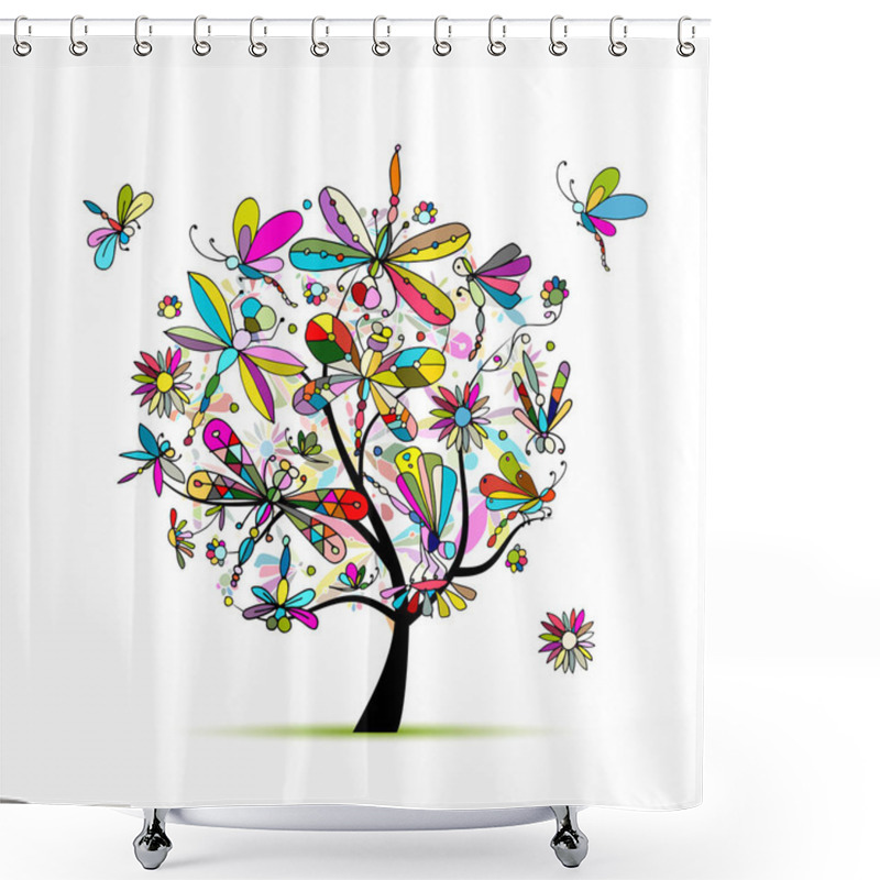 Personality  Dragonfly Tree, Sketch For Your Design Shower Curtains