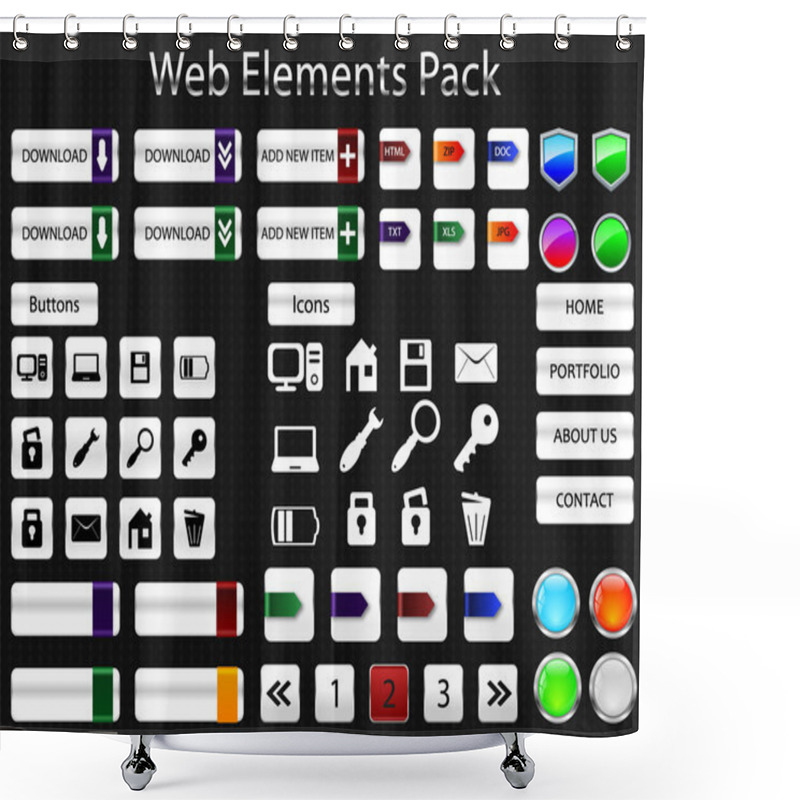 Personality  Web Elements Pack Shower Curtains