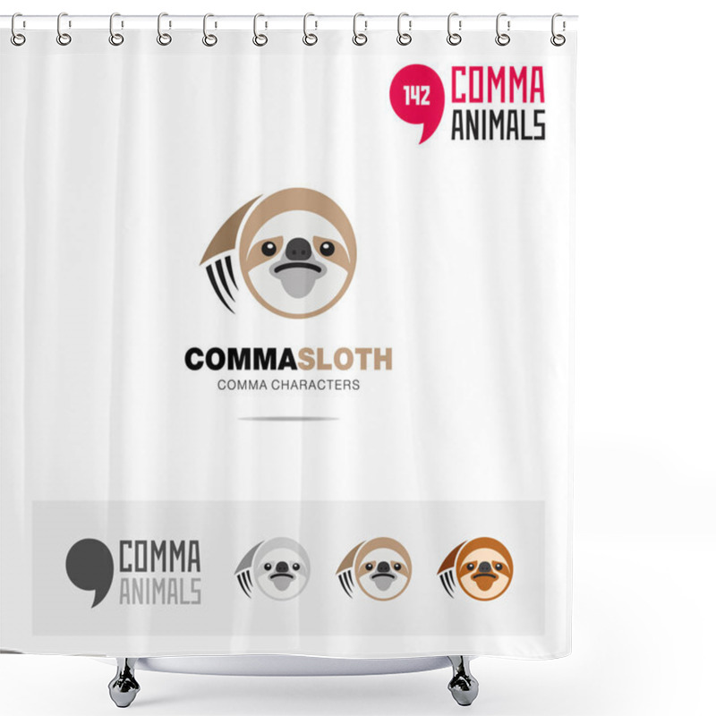 Personality  Sloth Animal Concept Icon Set And Modern Brand Identity Logo Template And App Symbol Based On Comma Sign Shower Curtains