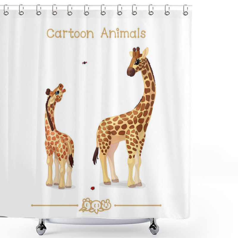 Personality   Toons Series Cartoon Animals: Giraffes Family Portrait Father & Baby Shower Curtains