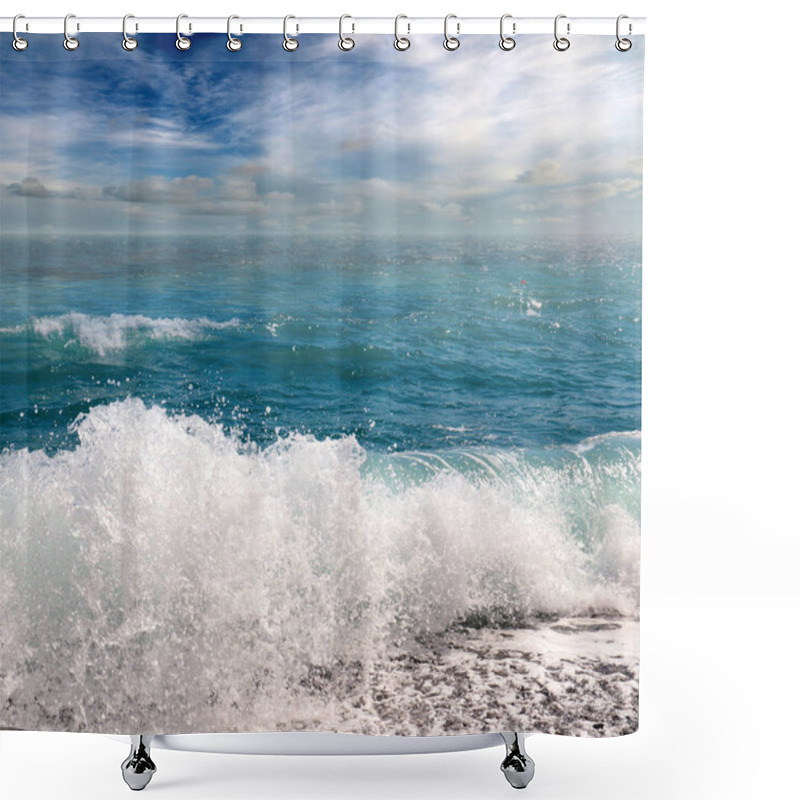 Personality  Beautiful Sea Beach Under The Summer Sunny Sky As A Place To Relax Shower Curtains