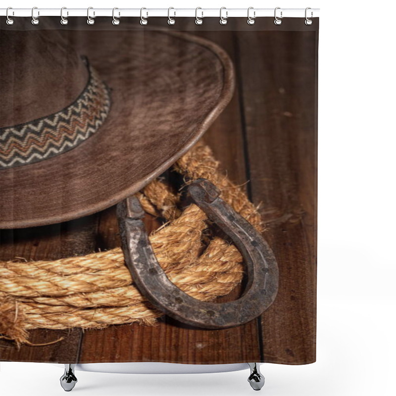 Personality  Horseshoe Hat Lasso Shower Curtains