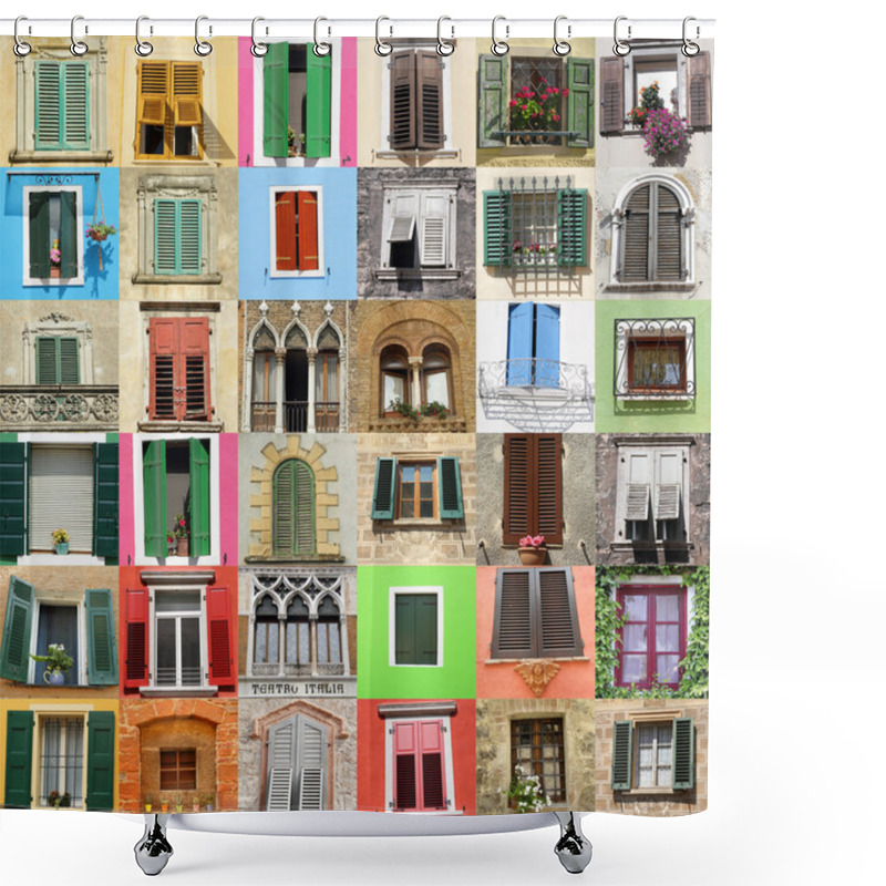 Personality  Abstract Wall Made Of Beautiful Old Windows From Italy Shower Curtains