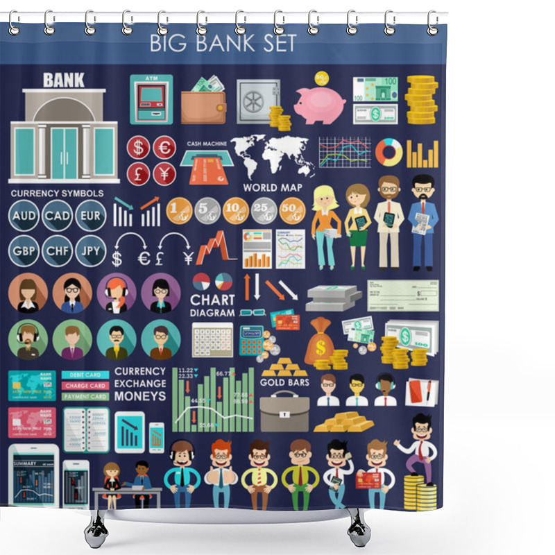 Personality  Big Bank Set. Vector Shower Curtains