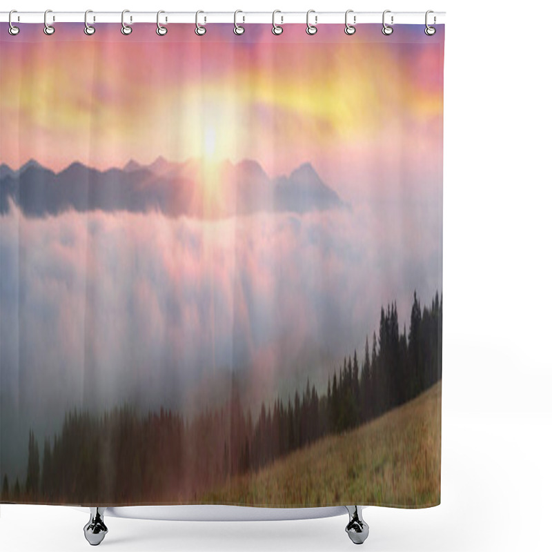 Personality  Morning In The Carpathian Top Shower Curtains