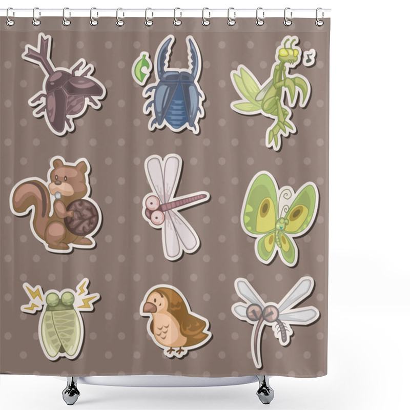 Personality  Summer Animal Stickers Shower Curtains