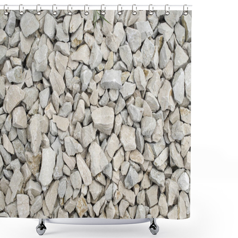 Personality  White Limestone Gravel Closeup  Shower Curtains