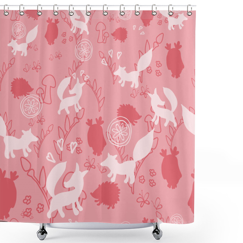 Personality  Seamless Pattern With Foxes, Hedgehogs, Owls Shower Curtains