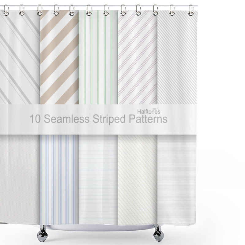 Personality  10 Seamless Striped Patterns Shower Curtains