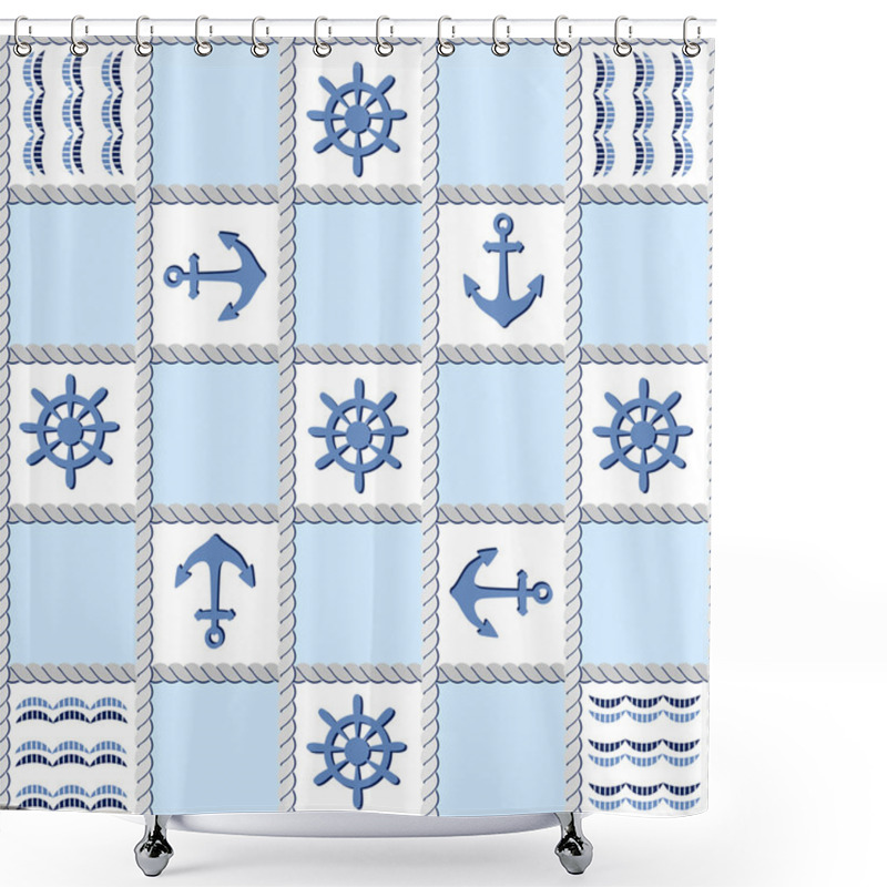 Personality  Pattern With Marine Elements Shower Curtains