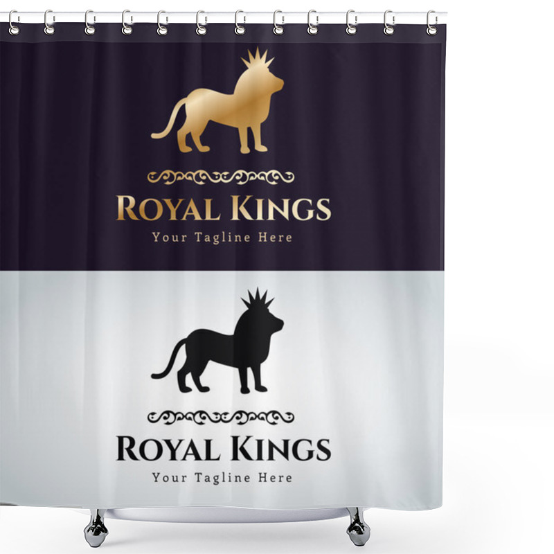 Personality  Royal Logo Vector Lion Silhouette Shower Curtains