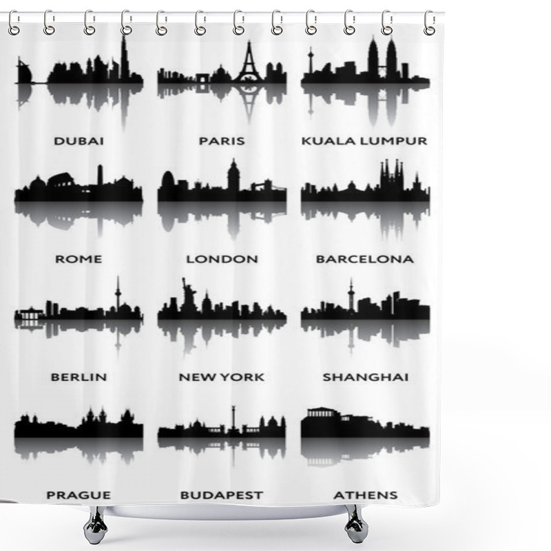 Personality  Silhouettes Of City Panoramas Shower Curtains