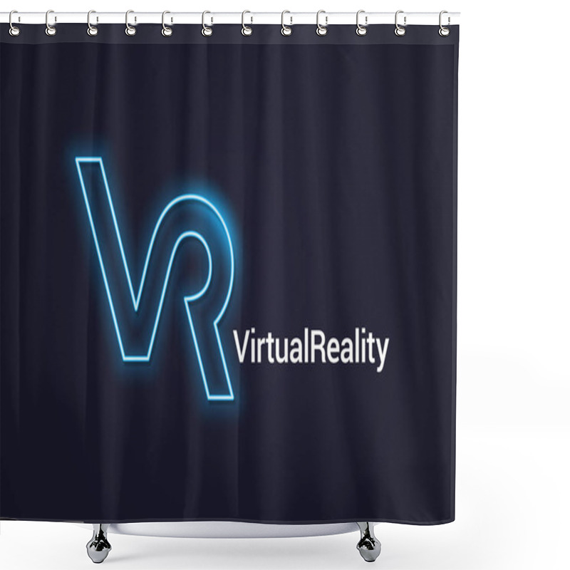 Personality  VR Neon Logo. Virtual Reality Neon Banner On Dark Background Shower Curtains