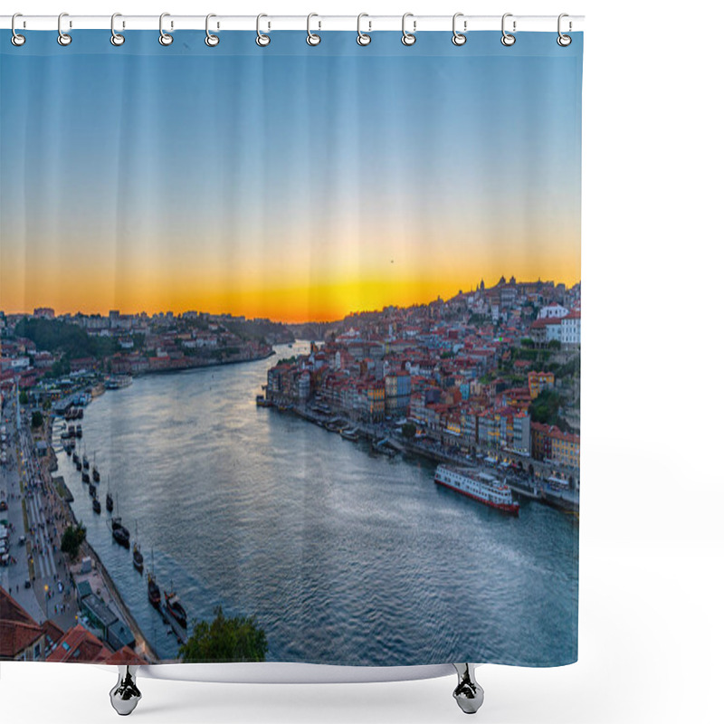 Personality  Aerial View Of Douro River Passing Through Porto, Portugal Shower Curtains