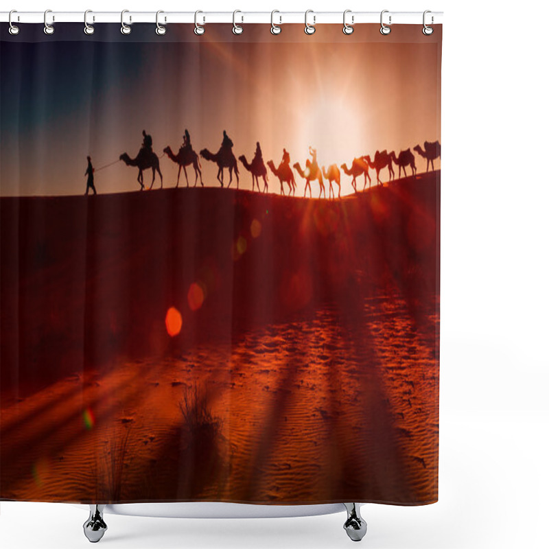 Personality  Camel Caravan Going Through The Desert Shower Curtains