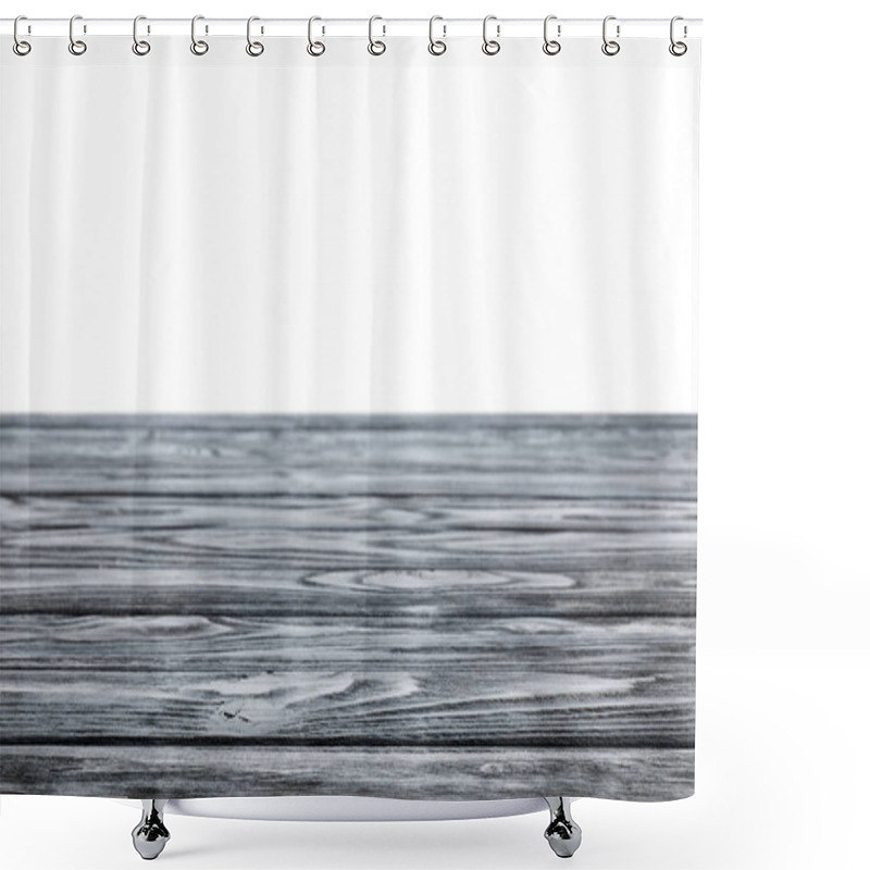 Personality  Dark Grey Striped Wooden Textured Background On White Shower Curtains