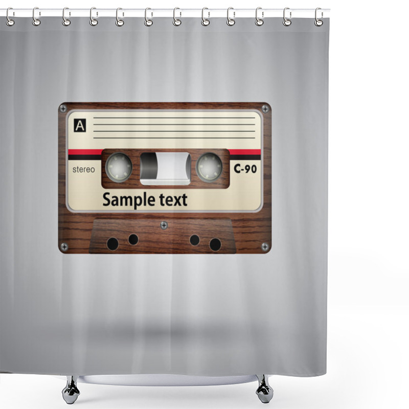 Personality  Audio Cassette. Vector Illustration. Shower Curtains