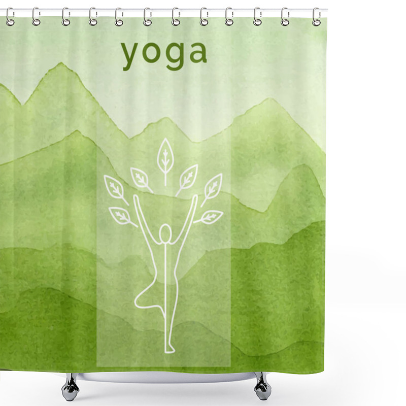 Personality  Poster For Yoga Class With A Nature Backdrop. Shower Curtains