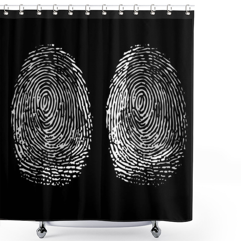 Personality  Fingerprint ID Woman And Man Black Silhouettes Shower Curtains