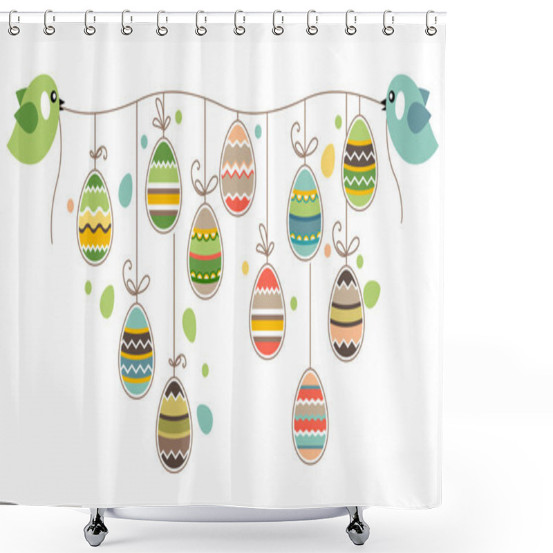 Personality  Easter Decoration With Birds Shower Curtains