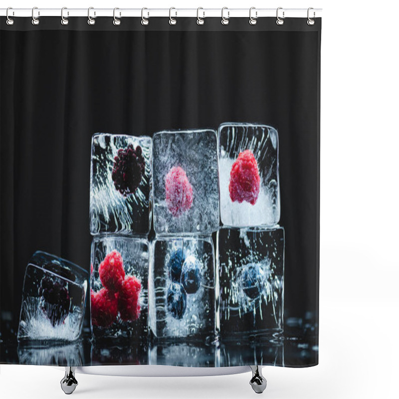 Personality  Frozen Fruits In Ice Cubes Shower Curtains