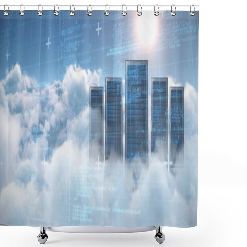 Personality  Composite Image Of Blue Matrix And Codes Shower Curtains