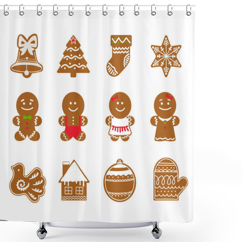 Personality  Christmas Icons Set Shower Curtains