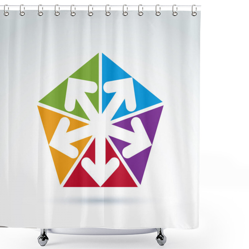 Personality  Vector Abstract Emblem With Five Multidirectional Arrows Placed Shower Curtains